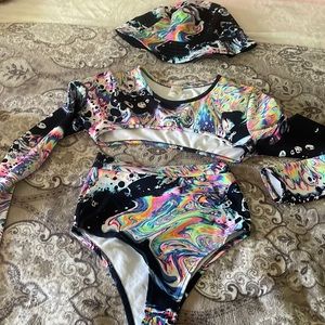 3 piece colorful  rave outfit